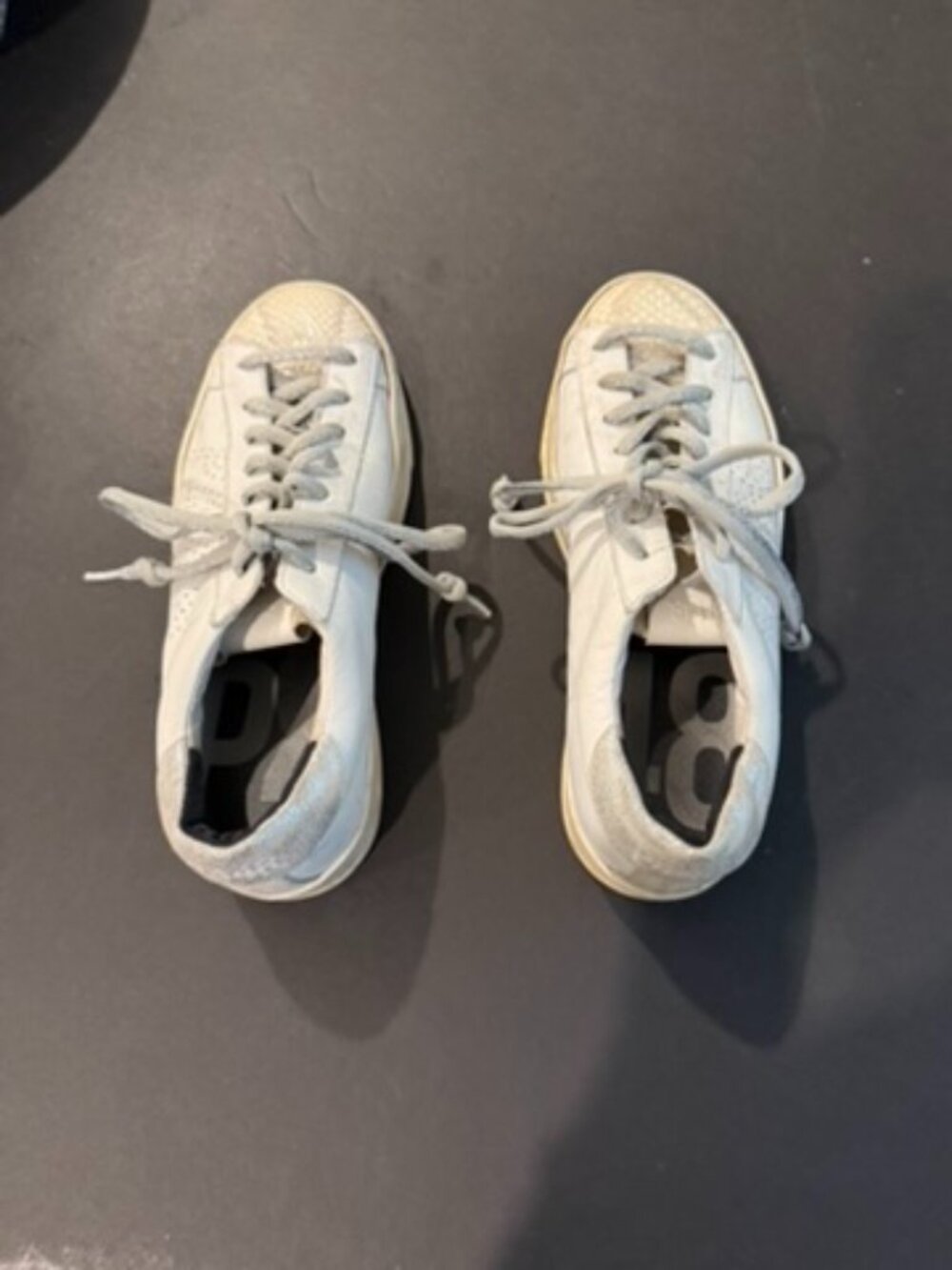 P448 White Leather Low Top Sneakers Size 39